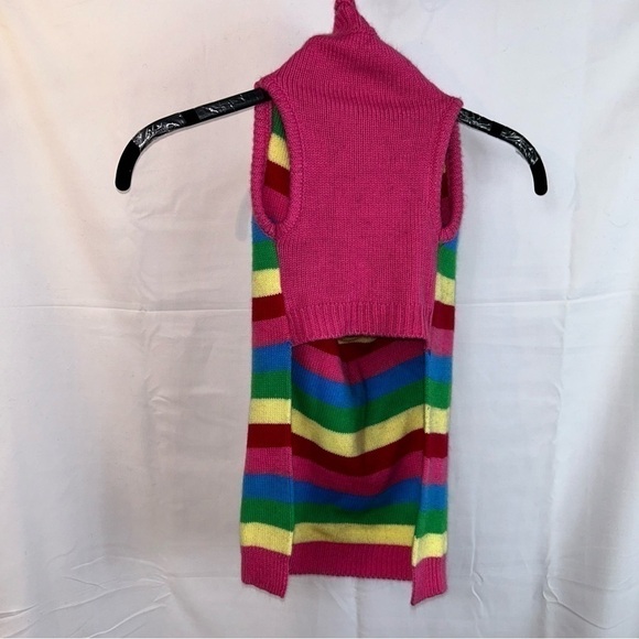 The Worthy Dog Sweater Striped Rainbow Roll Neck Pullover Sweater Double Knit - Picture 2 of 9
